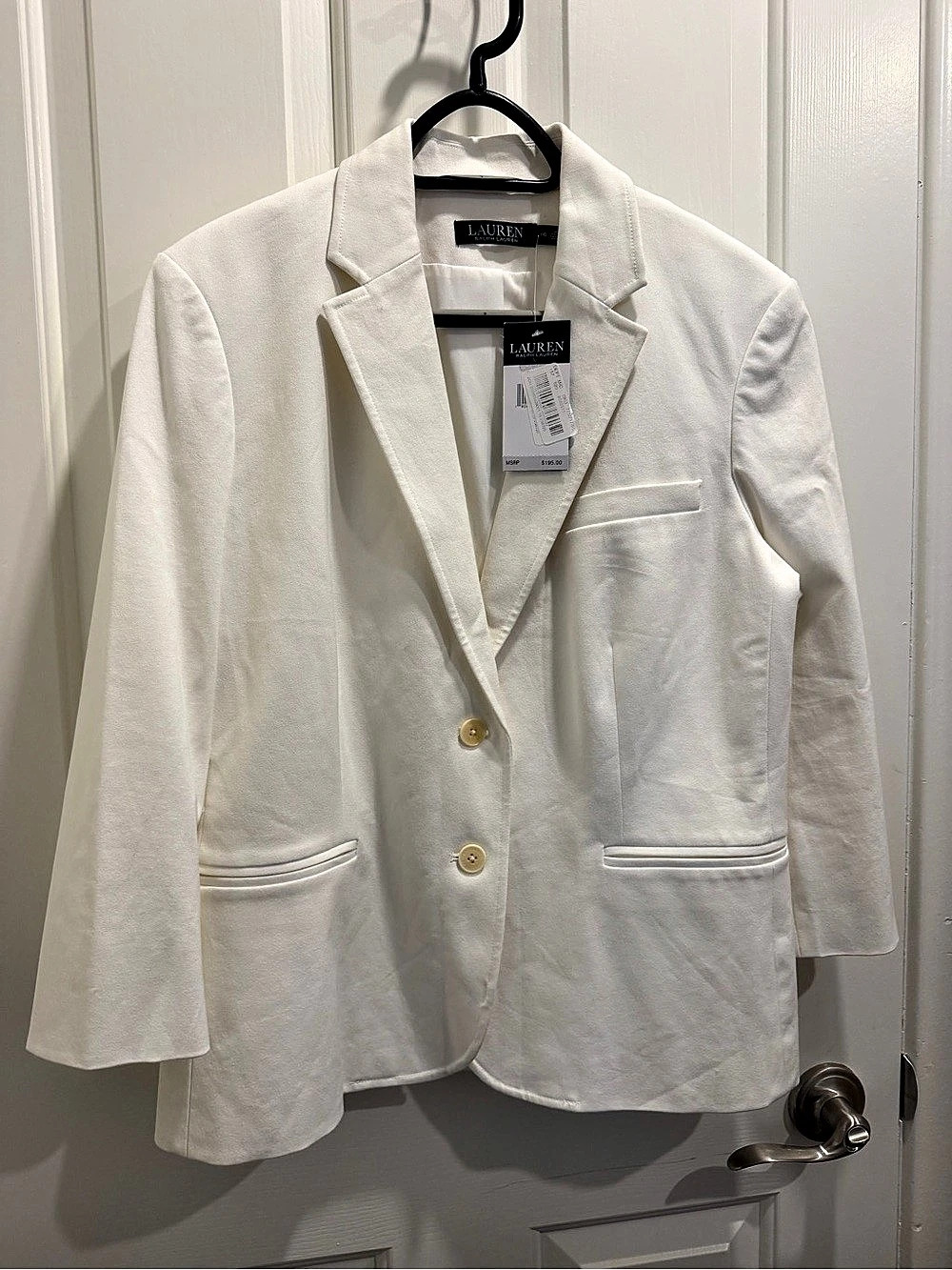 NWT Lauren Ralph Lauren Linen Blend Twill Blazer White 16W